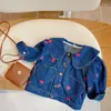 Jackets Autumn Fashion Girls Denim Jeans Heart Print Children Kids Casual Lapel Collar Outerwear Coats Casaco Infantil