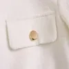 Kvinnorjackor 2023 Autumn Fashion Blended Button Jacket Vintage långärmad fickstativ unik topp