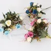 Dekorative Blumen, künstliche Seide, 1 Strauß, französischer Rosen-Blumenstrauß, künstliche Blumen, Tischdekoration, Party-Zubehör, Flores
