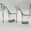 Tofflor Lady Woman Sexig nattklubbar högklackade skor 20 cm hög transparent kristallbröllopsplattform