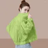 Kvinnans jackor 2023 Solskyddsmedel Kvinnor bär sommarstativ krage avokado grön kappa andningsbar solskyddande klädskjorta