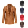 Women's Leather Europe And The United States Blazer Long-sleeved Jacket Single Button Commuter Casual Pure Color PU Jackets