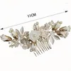 Grampos de cabelo moda floral pente acessórios de casamento dourado pérola lado tiaras charme nupcial hairpin jóias coroas requintadas