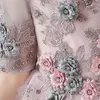 Mädchen Kleider Blumenmädchen Applikationen Kristall Stickerei Pailletten O-Ausschnitt Rosa Prinzessin Kleid Tüll Ballkleid Abgestuft Knielang D183