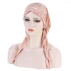 Ethnic Clothing Velvet Pre-Tied Hat Women Muslim Hijab Turban Stretch Head Scarf Wrap Chemo Cap Bonnet Bandana Hair Loss Covers Headwear