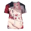 T-shirt da uomo 2023 Darling In The Franxx Camicia Uomo Donna T-shirt Bambini Ragazzo Hip Hop Top Tees Ragazza sexy Maglietta Zero Two Hentai 3D Camisetas