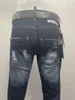 Jeans masculinos 2023 primavera / verão moda lavagem de água desgastada remendo manchado tinta 3d corte pequenos pés profundos homens azuis