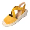 Pantoufles SAGACE Femmes 2023 Sandales d'été Jaune Dames Croix Ceinture Élastique Compensées Talon Chaussures Femme Romaine Chaussures De Plage