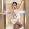 Stage Wear 2023 Latin Dance Costume White Rose Bow Irregular Dress Women Competition Rumba Salsa Performance Clothes DNV18411