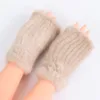 Mitten handskar riktig stickad mink päls fingerlös vinter stark elasticitet för damer kallt väder 230829