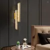 Vägglampa modern klar kristalllampor guld rostfritt stål 3 färg temperatur dimning sconce stil