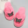 Butterfly Slippers Hingestone Design Fashion Home Femmes Open Toe Open Indoor Flat Non Slip Loisk