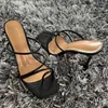 Chinelos Comemore Snake Print Strappy Mule Heels Sandálias Mulher Alta Flip Flops Square Toe Party Shoes Mulheres Branco