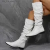 جديد شتاء طويل 2022 أزياء راقية مدببة إصبع القدم مربع الكعب غير الرسمي أحذية Retro Female Boots Botas de Muj FA29