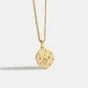 Kedjor Europa och USA DISC DIAMOND STAR NECKLACE PENDANT 14K GULD RETRO METEOR Kvinnlig Personlighet Fashion