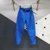 Jean femme mode bleu pied-de-poule Harem Style européen 2023 automne taille haute minceur maigre dames Denim pantalon