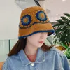 Chapeaux à larges bords Chapeaux de seau Corée chapeaux de seau au Crochet faits à la main pour les femmes Y2k Vintage été chapeau de plage fleur creux tricoté Bob Gorras Sombreros 230829