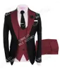 Mäns kostymer elegant bröllop för män svart vit brudgum groomsmen man blazer brudgummen smak smal passform formell dräkt homme