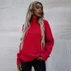 Sonbahar ve Kış Saf Renkli Kadın Sweaters Bluz Gevşek Yuvarlak Kolye Külotu Twisted Sweater Giysileri