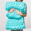 毛布100x150cm暖かい手作りスローブランケソファベッド分厚い編み毛布厚い糸ライン