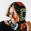 Beanie Skull Caps Colorful wool knit Balaclava Granny wooden Square Winter warm Crochet Hoodie hat Accessories u230829