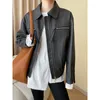 Women's Jackets Jacket Brown Black Oversized Coat Women Vintage Pu Leather Mote Solid Lapel Long Sleeve Zipper Loose Female Fashion