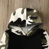 Kläder sätter Citgeett Toddler Baby Kids Boys Camo Black Hooded Pocket Tops Pants 2st.