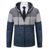 Mens Sweaters Sweater Coat Hooded Faux Fleece Outdoor Spell Tricolor Brushed Fashion 230830