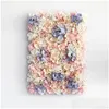 Ghirlande di fiori decorativi 40X60 cm Pannelli murali artificiali Rosa di seta Decorazioni per feste fai da te Fondali Pografia Baby Shower Parrucchiere Backgr Dhryq