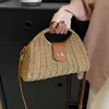 Sac de paille d'été pour femmes petit tissé à la main design de luxe sac à main dame fourre-tout vacances sac de plage sac à bandoulière de loisirs en rotin