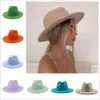 Wide Brim Hats Bucket Classical Wool Felt Fedora Hat Pearl Belt Pink Solid Caps Men Women Winter Derby Wedding Church Jazz 230829