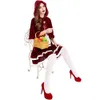 Theme Costume Halloween Cosplay Striped Burgundy Lace Cape Little Red Riding Hood Women's Party Costume Skirts Stage Costumes 230829