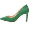 Dress Shoes Lovirs Womens Orange Green Office Basic Slip On Flock Pumps Stiletto Mid-Heel Pointy Toe For Party Size US 4-13