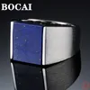 Bröllopsringar Bocai Real Sterling Silver S925 Ring Men S Lapis Lazuli Personlighet Retro Thai Jewelry Argentum för män 230830