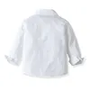 衣類セットベイビーボーイ紳士シャツスーツ服春秋の綿の子供衣装長ズートップパンツストラップアウトウェアブラックホワイト