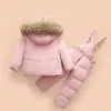 Unten Mantel OLEKID 2023 -30 Grad Russland Winter Jacke Für Mädchen Echtpelz Kragen Kinder Oberbekleidung Kinder Overall Jungen parka Overalls