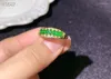 Cluster-Ringe, natürlicher Smaragd-Ring, modische Edelsteinqualität, 925er Silber, 2 x 4 mm