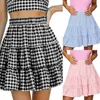 Rokken Vrouwen Plaid A-lijn Rok Zomer Leuke Hoge Taille Ruche Voor Meisjes Print Swing Strand Mini Jurk Dames 2023 Op voorraad