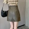 Jupes en cuir PU jupe courte demi-longueur femme printemps/été 2023 coréen taille haute et polyvalent irrégulier