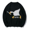 Men's Sweaters Men Harajuku Sweater Cartoon Spoof Goose Print Pullover Casual O-neck Knitted Top Hip Hop Loose Sweater Couple Streetwear Fall 230829