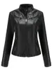 Women's Leather Faux Leather Women Faux Leather Jacket Autumn Winter Long Sleeve Plus Size Fashion Ladies Solid Zipper Biker Coat Female Casual Outwear 3XL 230829