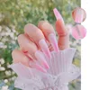 False Nails Shining Gradient Color T Shape Wearable Fake Nail Tips Full Cover Gel Press On Detachable Finished Fingernail