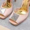 cinturino alla caviglia Décolleté a spillo sandali con decorazione con fibbia in strass 10,5 cm da donna Testa quadrata bocca di pesce scarpe da sera Scarpe eleganti di design di lusso Con scatola