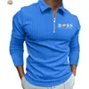 Herrpolos som säljer mäns casual randig långärmad polo-skjorta Autumn Lapel dragkedja T-shirt Top Golf Men's Street Wear S-5XL 230830