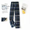 Indumenti da notte da uomo 2023 Primavera Autunno Uomo Cotone Pantaloni del pigiama Maschile Pigiama Pantaloni Casual Plaid Pantaloni del pigiama Uomo Casa M-XL