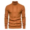 Men s tröjor stora herrtröja solid pullover manlig hög hals casual stickad termisk underla skjorta kvalitet män kläder 230830