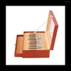 Slots Wooden Pen Display Storage Box Luxury 2 Layer PU Case Fountain Pen-Collector Jewelry Organizer Orange