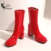 Boots S Sexy Cosplay Women Fashion Spring Autumn Shoes Vintage Calf Booty Unisex Elegant Candy Yellow Red Party 230830