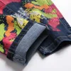 Mäns målade stretch denim jeans streetwear färgade smala avsmalnande byxor blå byxor hkd230829