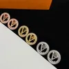 3 Colors Women Designer Stud Earrings Luxury Small Full Diamonds Hollow Letter Trendy Copper Engagement Earring Wholesale